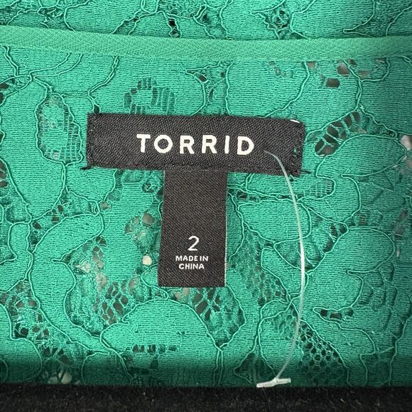 Torrid Size 2 XXL Floral Lace Trench Coat Duster Cardigan Kelly Green Long - Picture 6 of 7